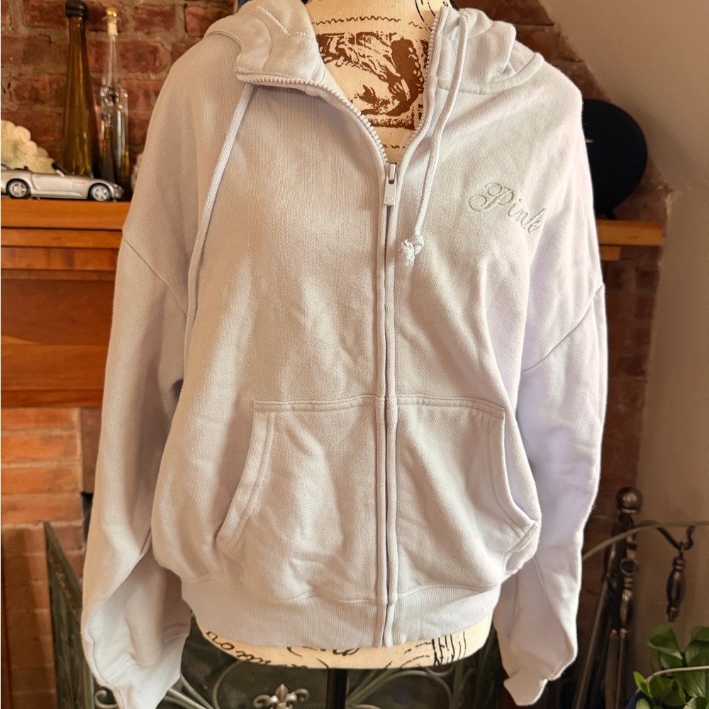 PINK Victoria's Secret Women's Hoodie Jacket - Soft Blue